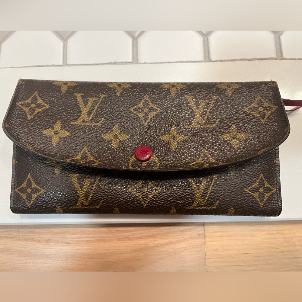 Louis Vuitton Monogram Canvas Trifold Wallet with Red Snap